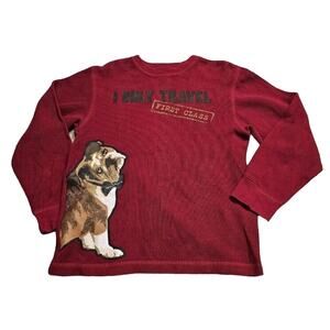 Gymboree Boys Shirt Red Long Sleeves Thermal Sz 10 English Bulldog School